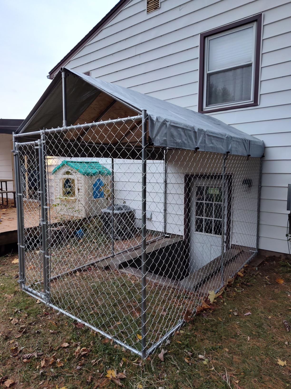 HITTITE Extra Large Outdoor Dog Kennel, 10x10x6.56ft Anti-Rust Dog Kennel Outside with Roof, Galvanized Chain Link Dog Runs for Outside with Secure Lock customer photo 1