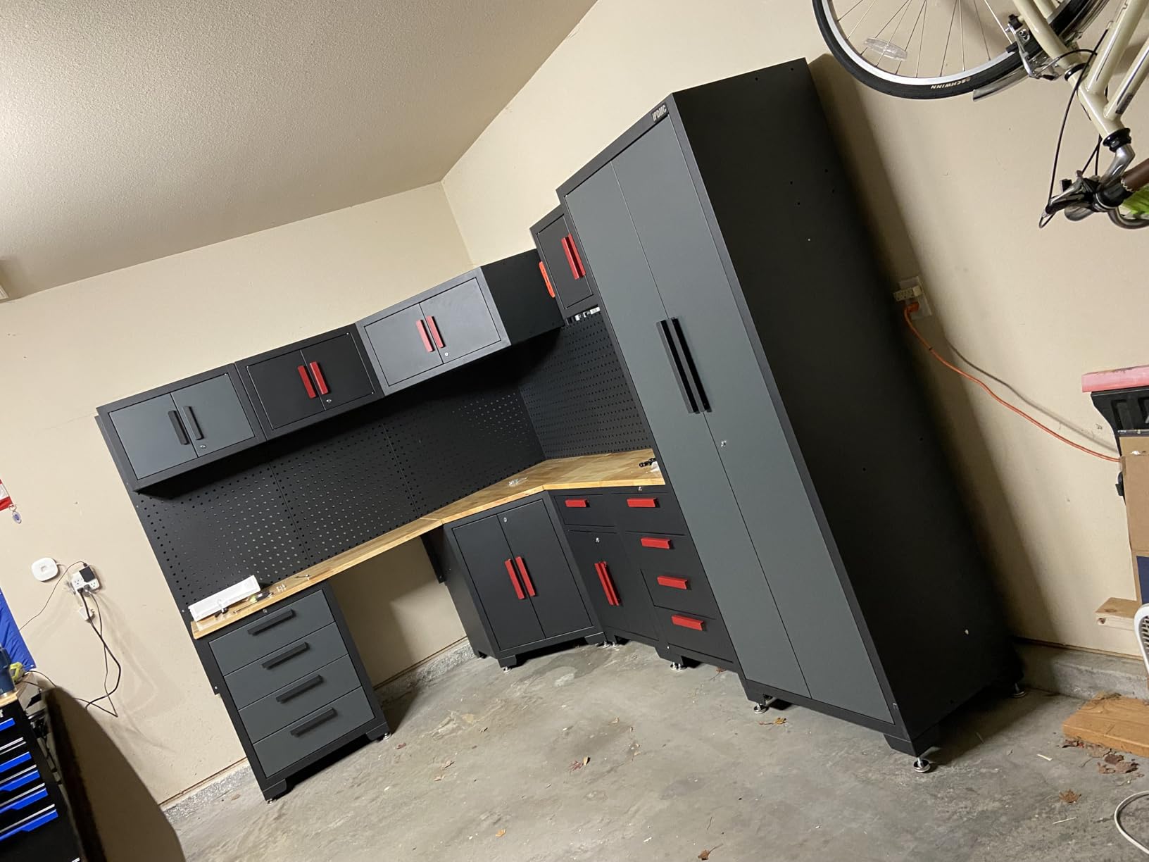 15-Piece Corner Garage Storage Cabinet System - Heavy Duty Workshop Set with Workbench, Pegboard & Lockable Drawers customer photo 2