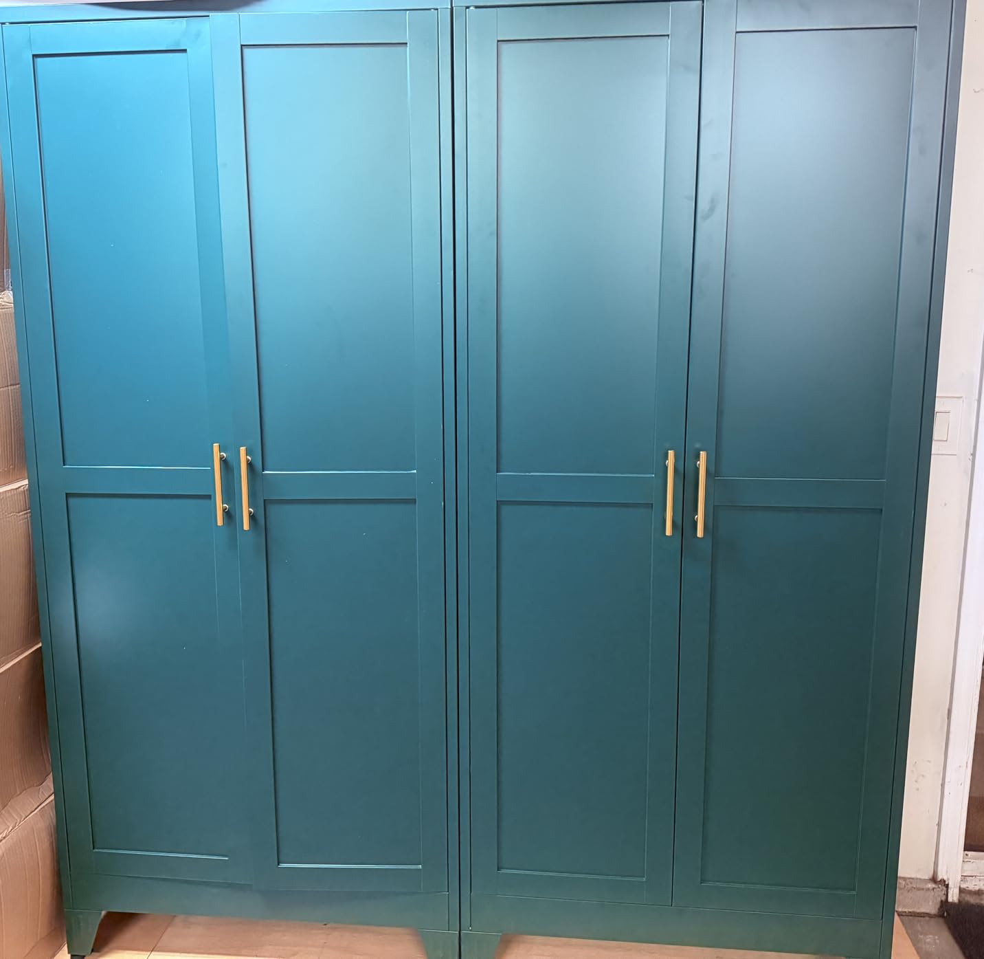 Metal Armoire Wardrobe Closet Storage Cabinet with Hanging Rod, 71'' Metal Wardrobe Cabinet with 2 Doors and 2 Adjustable Shelves for Bedroom, Laundry Room, Cloak Room customer photo 1