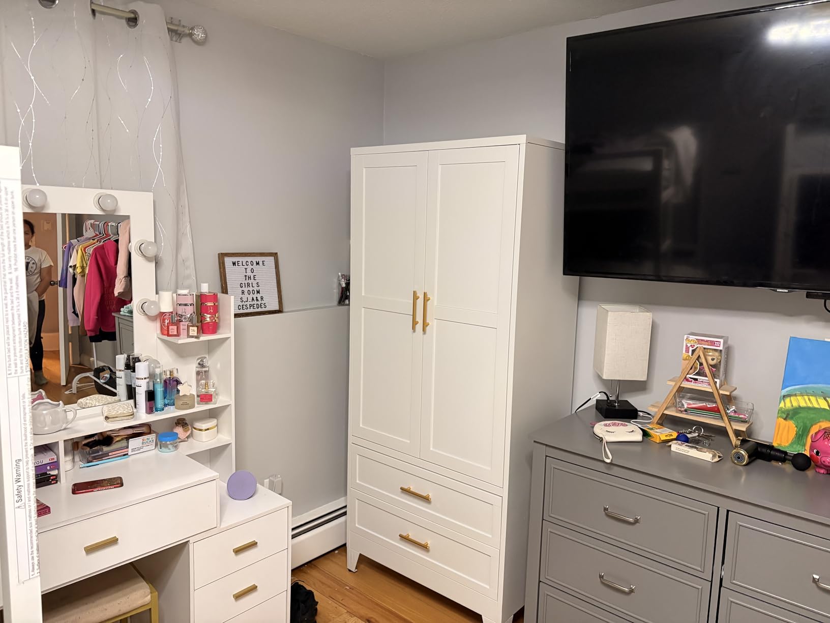 Metal Armoire Wardrobe Closet Storage Cabinet with Hanging Rod, 71'' Metal Wardrobe Cabinet with 2 Doors and 2 Adjustable Shelves for Bedroom, Laundry Room, Cloak Room customer photo 2