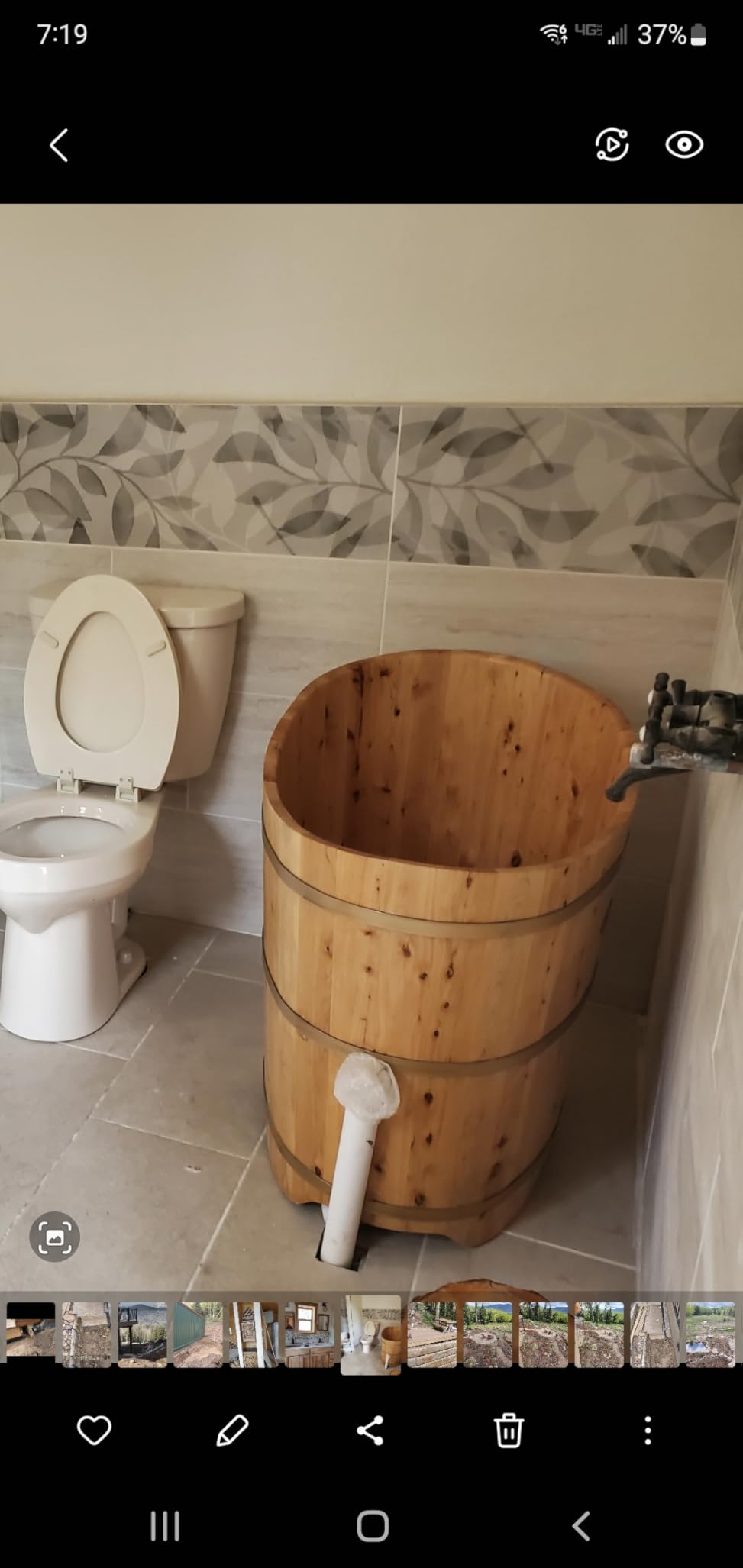 34 Inches Small Handcrafted Free Standing Wooden Bathtub, Portable Deep Soaking Tub for Relaxation, Natural Cedar Wood, Ideal for Home Spas and Bathroom Renovations customer photo 1