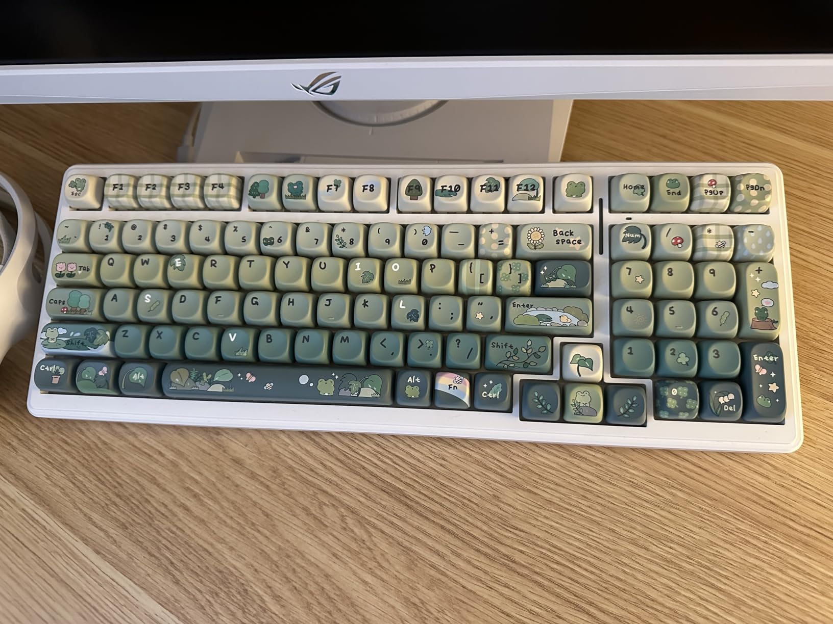 KiiBoom X Cosydiaries Rainy Froggy Day Keycap Set, 144 Keycaps, PBT Custom Keycaps for Mechanical Keyboard, Compatible with ANSI/ISO, 60%, 65%, 75%, TKL, Full-Sized Layout (MOA Profile) customer photo 1