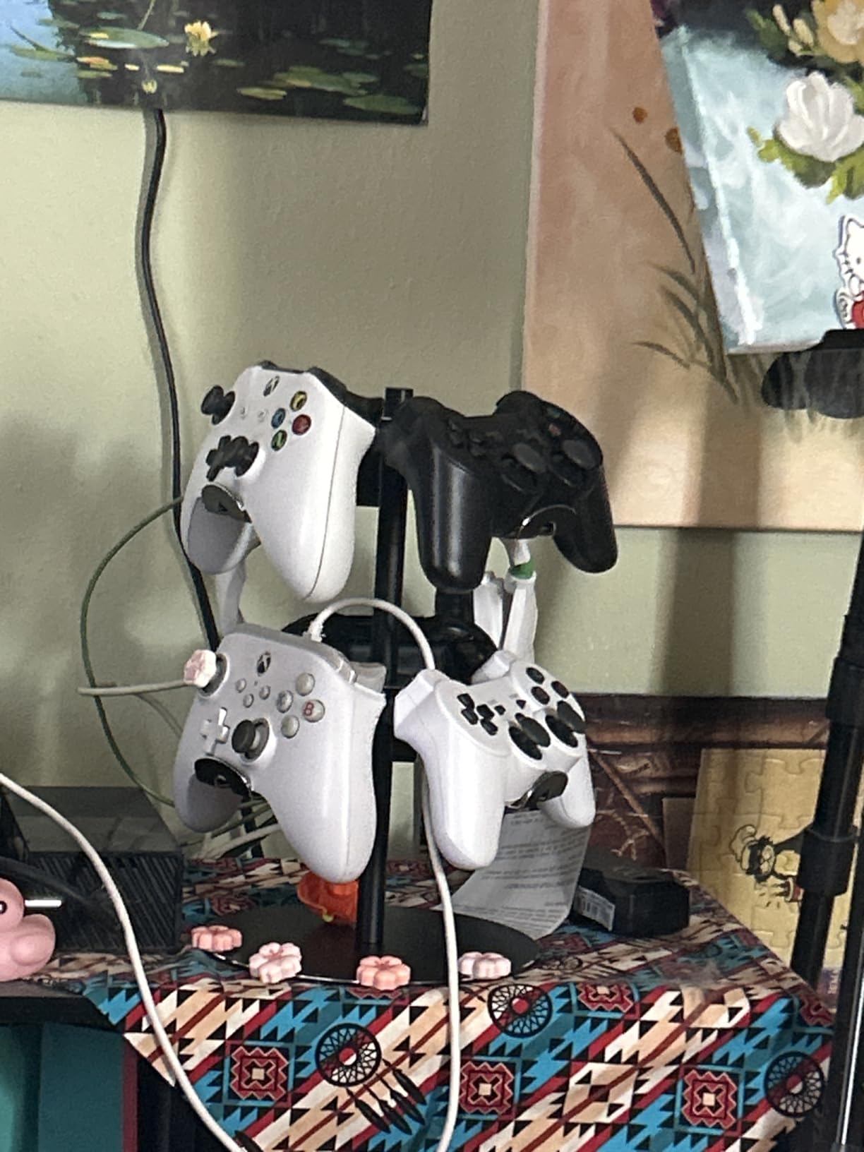 ZHGM Controller Stand 2 Tiers, Universal Gaming Headphone Stand Compatible with Xbox PS5 PS4 Nintendo Switch Pro, Aluminum Headset Holder Organizer Rack, Desktop Gamepads Holder, Black customer photo 2