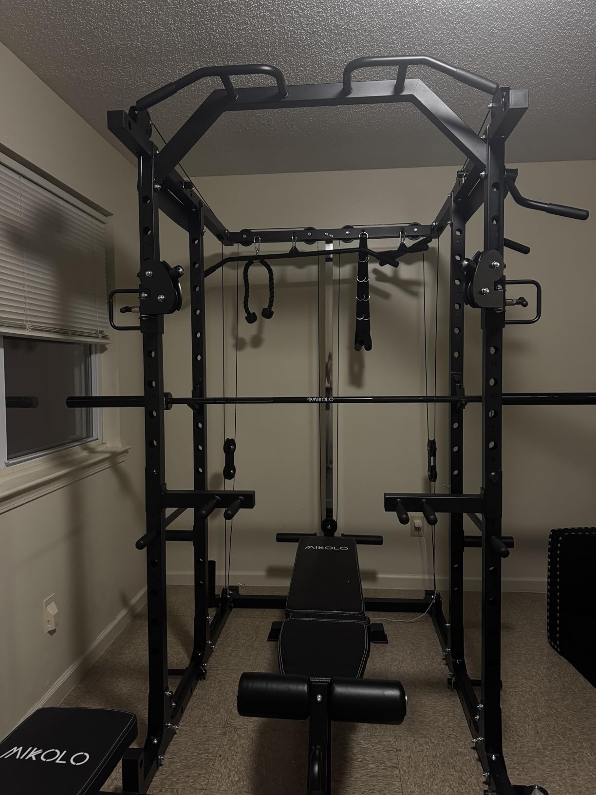 Mikolo Power Cage, Power Rack with Cable Crossover System, 1500LBS Squat Rack with LAT Pull Down System, Workout Cage with Pulley System for Fitness Home Gym customer photo 1