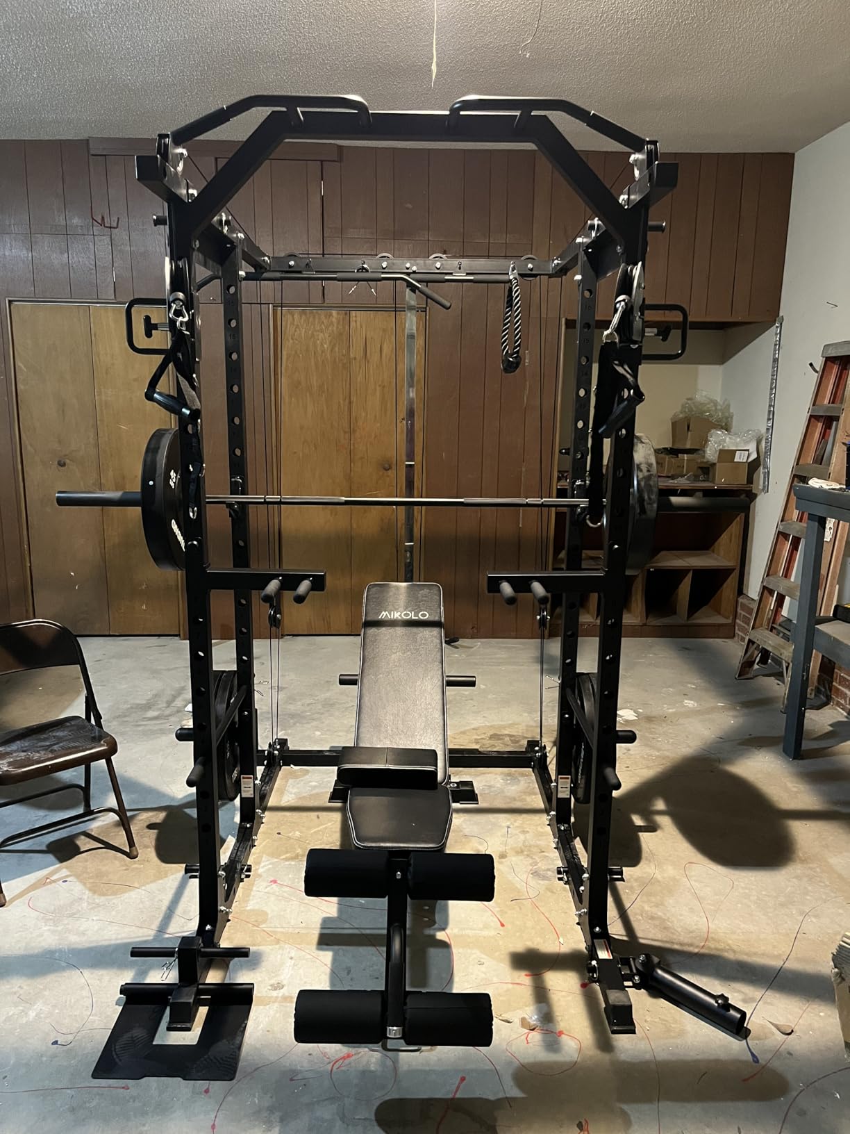 Mikolo Power Cage, Power Rack with Cable Crossover System, 1500LBS Squat Rack with LAT Pull Down System, Workout Cage with Pulley System for Fitness Home Gym customer photo 2