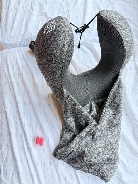 Travel Pillow with Extra Large Hood for Airplane Long Flights Privacy and Comfort Memory Foam with Skin-Friendly Cover for Road Trip Head & Neck Support for Plane Office Cars Sleeping & Rest (Grey) customer photo 2