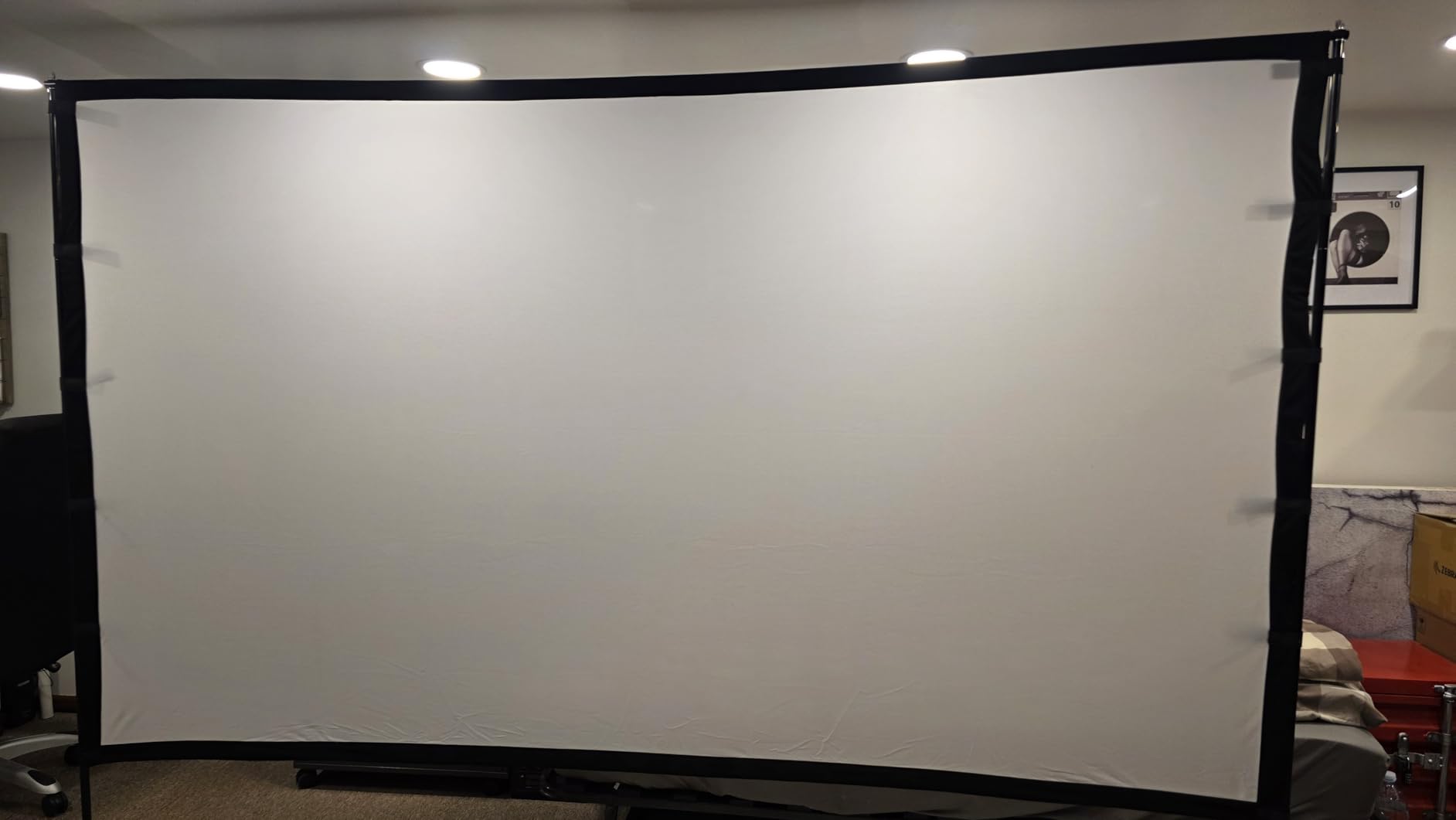 Outdoor Projector Screen with Stand - 120 inch Portable Projector Screens Indoor Outdoor Projector Screen 16:9 4K HD Outdoor Movie Screen with Carry Bag,Enioy Home Theater Projection Screen customer photo 2