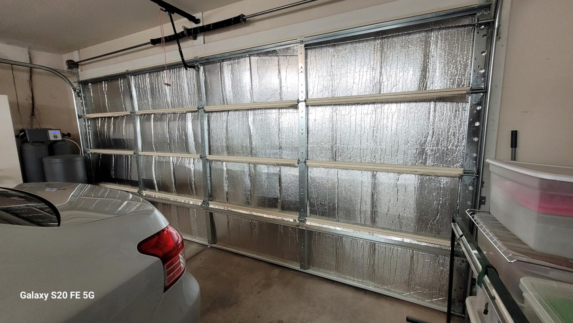 2 Car Garage Door Insulation Kit, 16 Pcs Double Bubble Panels Reflective Insulating Aluminum Radiant Barrier Thermal with Self Adhesive Dots Set for Garage Greenhouse Attics Walls (23.6 x 47.2 Inch) customer photo 2