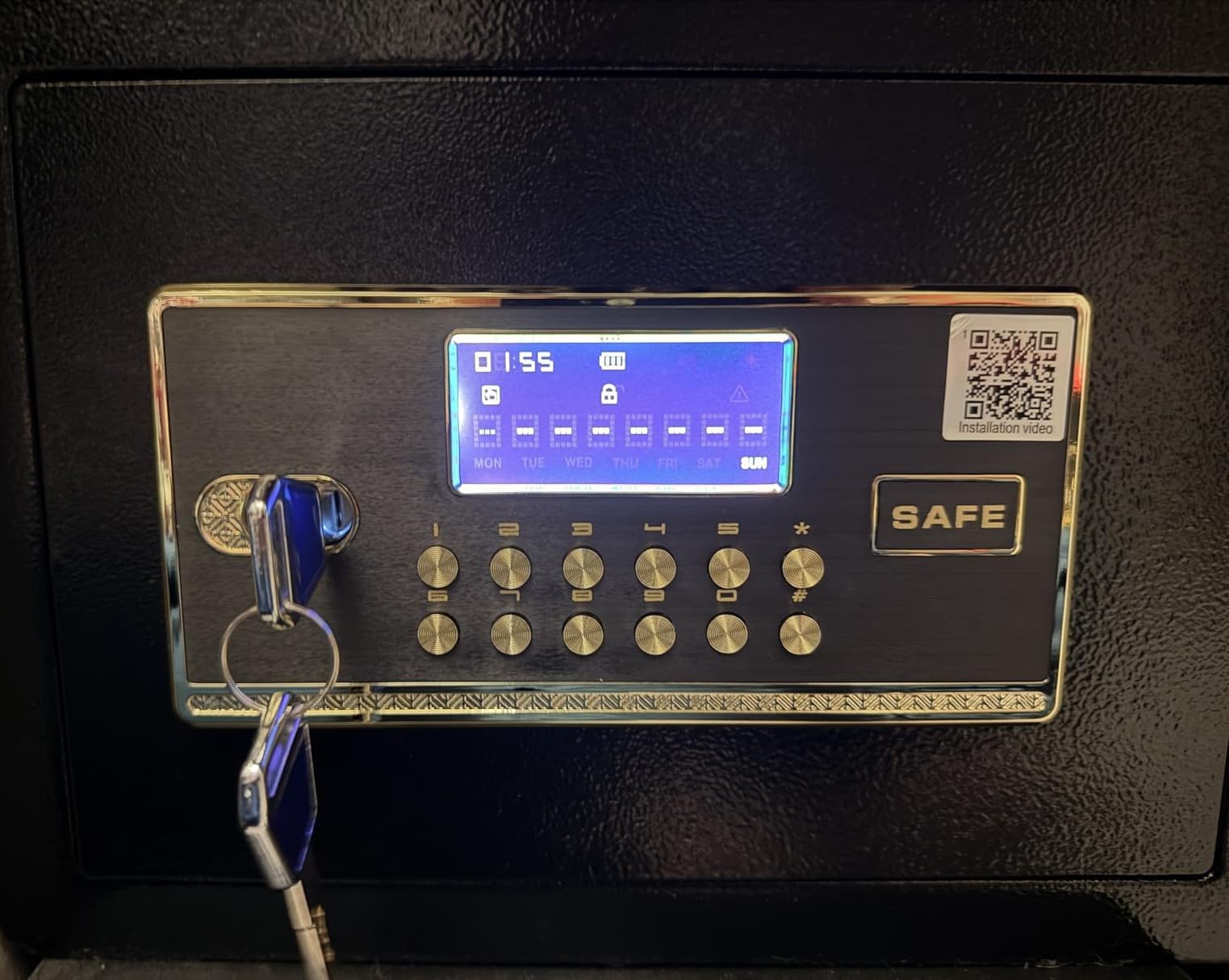 Safe Box with Digital Keypad & Alarm System - Electronic Lock Box for Jewelry Cash with Adjustable Shelves - Includes LED Light & Fireproof and Waterproof Bag customer photo 2