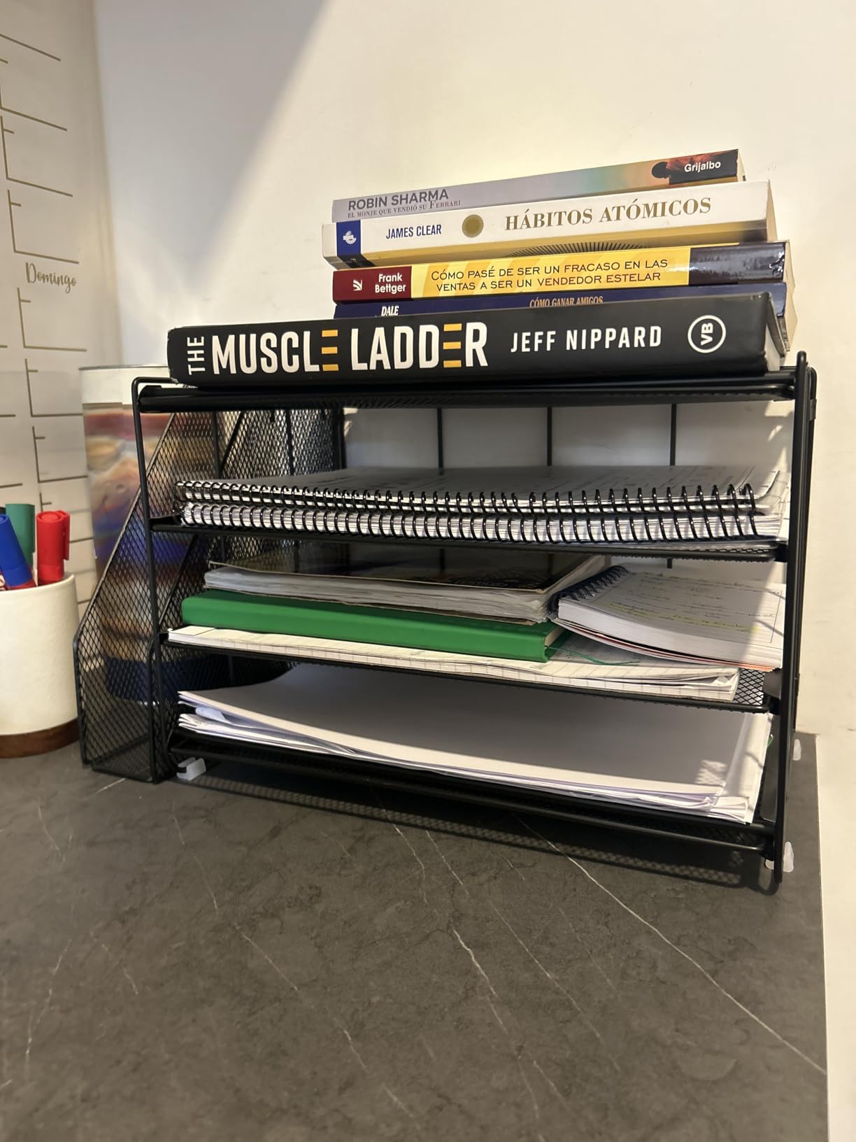 gianotter 4-Tier Paper Organizer With Magazine Holder, Desk Organizers and Accessories, Desk Accessories & Workspace Organizers, File Organizer for Office Supplies Storage (Black, 4-Tier) customer photo 2