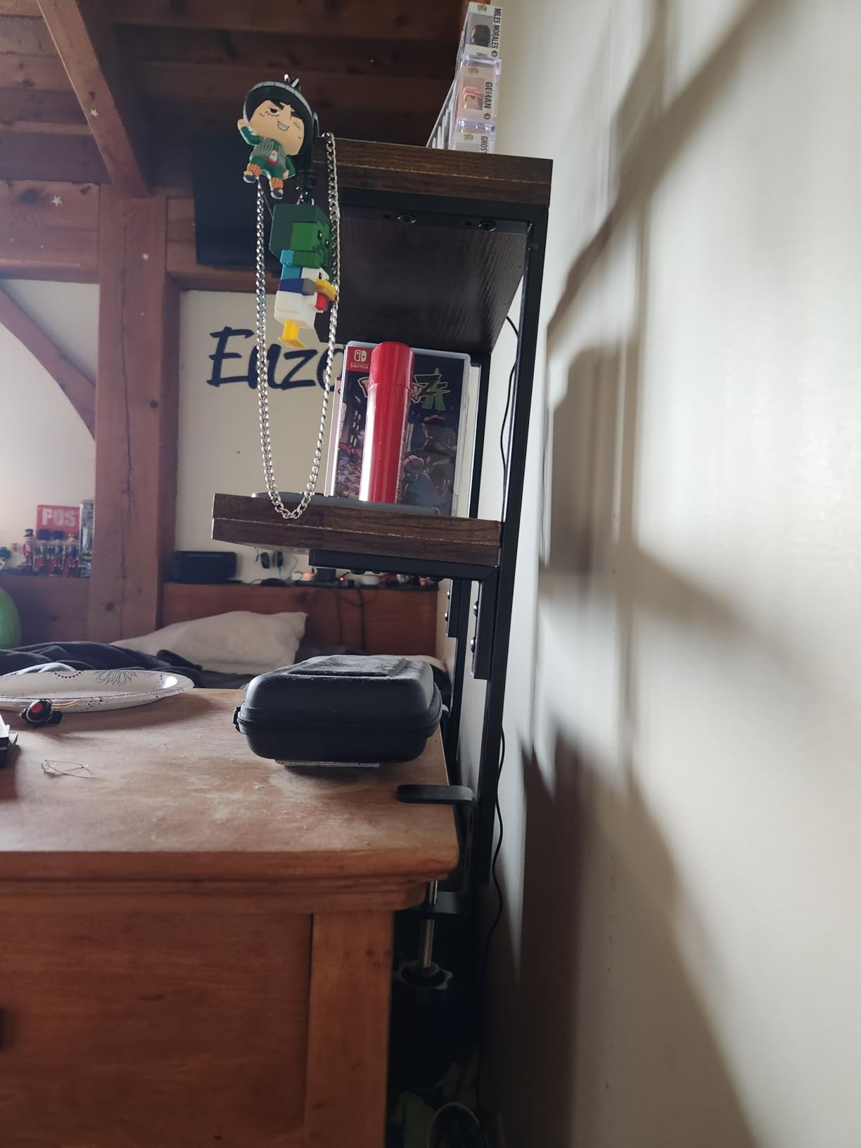 Clamp On Desk Shelf 2-Tier, 12.5 inch Wood Shelving Unit for Office Desk/Gaming Accessories, Tabletop Book Storage Rack, Shelf for Top & Under of Desk, Natural customer photo 1