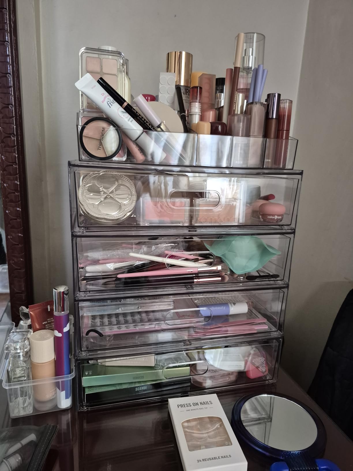 Clear Stackable Makeup Organizer with Drawer, 12''W Acrylic Storage Drawers, Cosmetic Display Case for Vanity Bathroom Countertop, Beauty Holder for Lipstick Brush Skincare Perfume customer photo 1