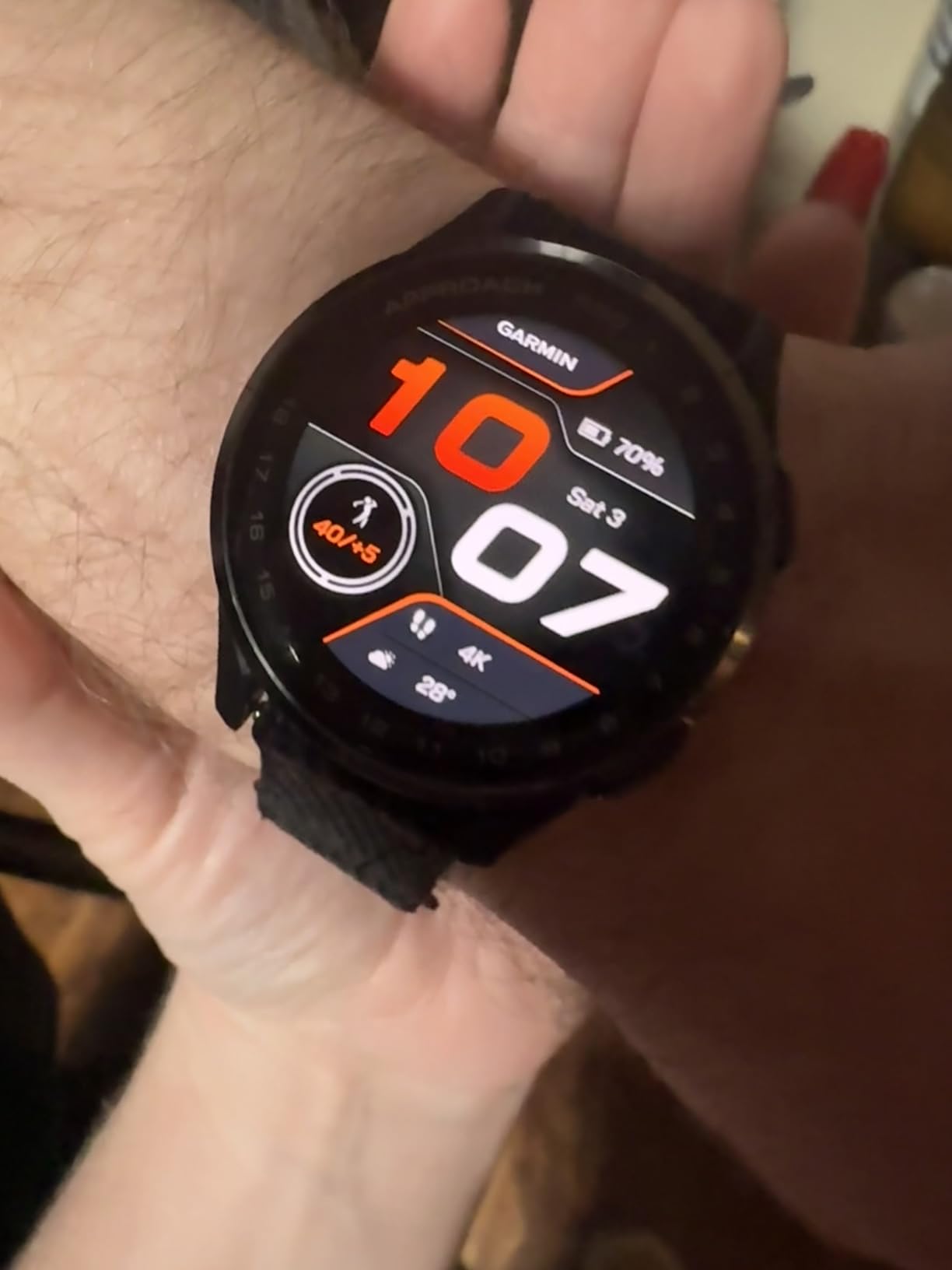 Garmin Approach S44, Essential Golf GPS Smartwatch, AMOLED Display, On-Course Features, Silver Aluminum Bezel with Black Silicone Band customer photo 1