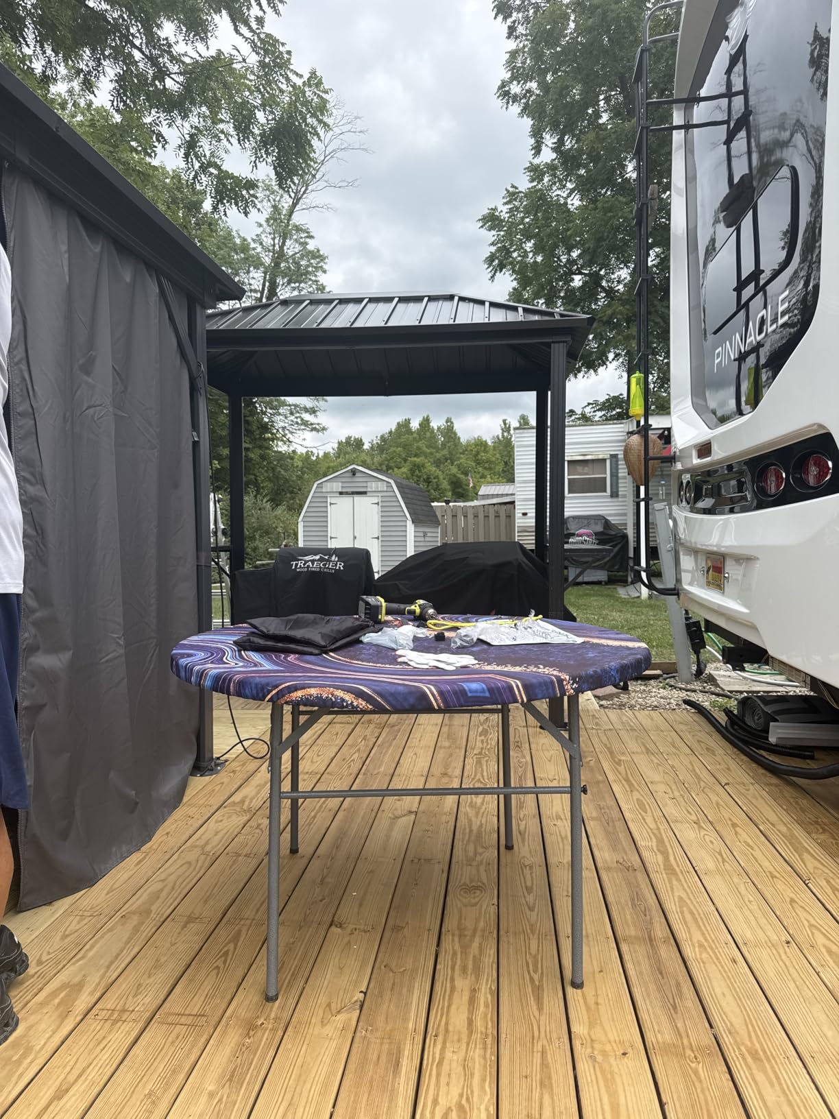 Aoxun Grill Hardtop Gazebo 5 x 8 FT, Outdoor Metal Hard Top Gazebo, Permanent BBQ Pavilion with Galvanized Steel Roof, Aluminum Pavilion with Shelves for Lawn, Garden, Patio, Backyard customer photo 1