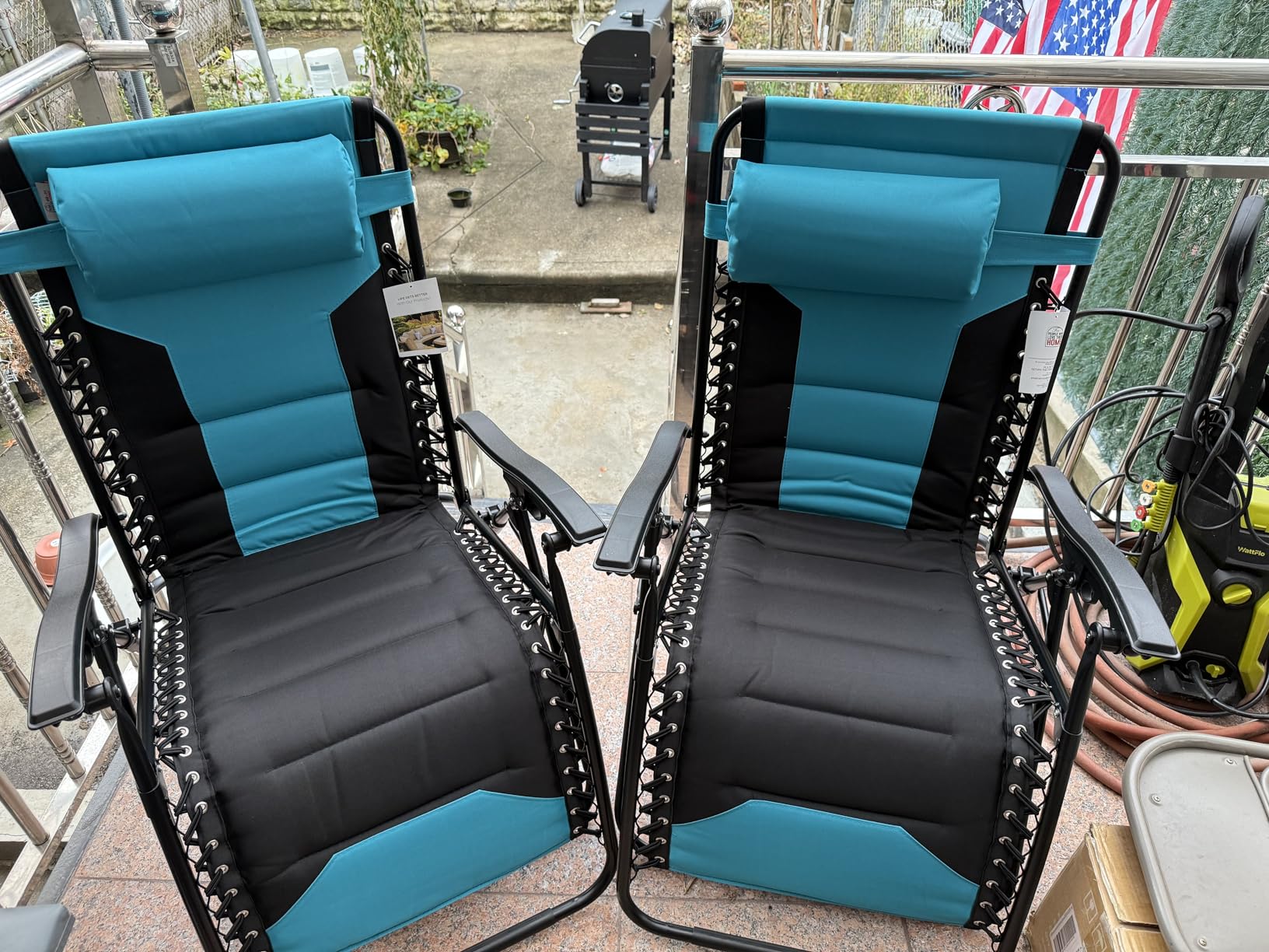 PHI VILLA Zero Gravity Chair Set of 2, Padded Anti Gravity Recliner, Oversized 28