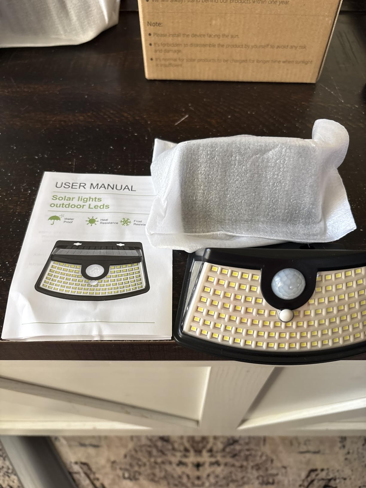 Aootek New Solar Motion Sensor Lights 120 LEDs with Lights Reflector,270 Wide Angle, IP65 Waterproof, Step Lights for Front Door, Yard, Garage, Deck (Black, Daylight White, 6-Pack) customer photo 1