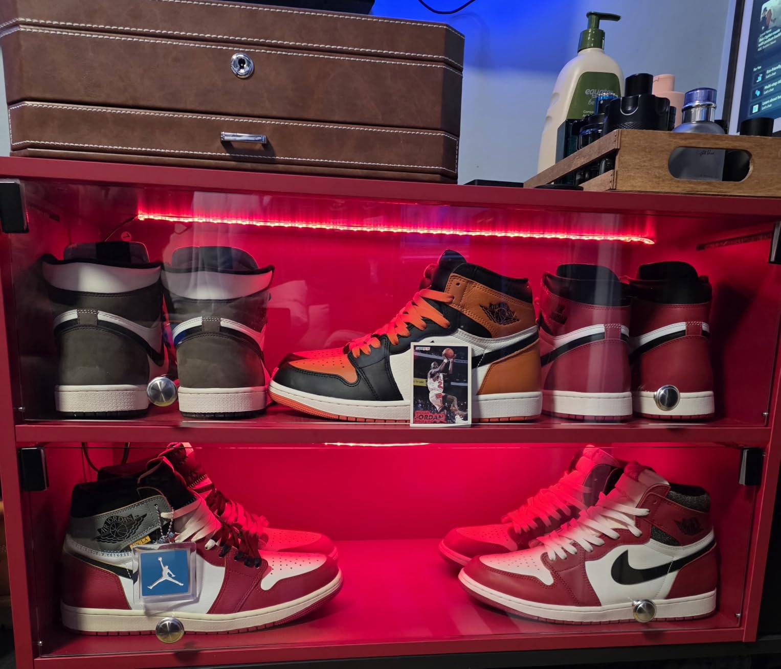 Shoe Storage Box with LED Light, Modern Shoe Organizer Wooden Shoe Cabinet with Flip Glass Doors, Shoe Storage Cabinet with RGB Lights, LED Shoe Rack Suitable for Collection of Shoes (Black, 4-Layer) customer photo 1