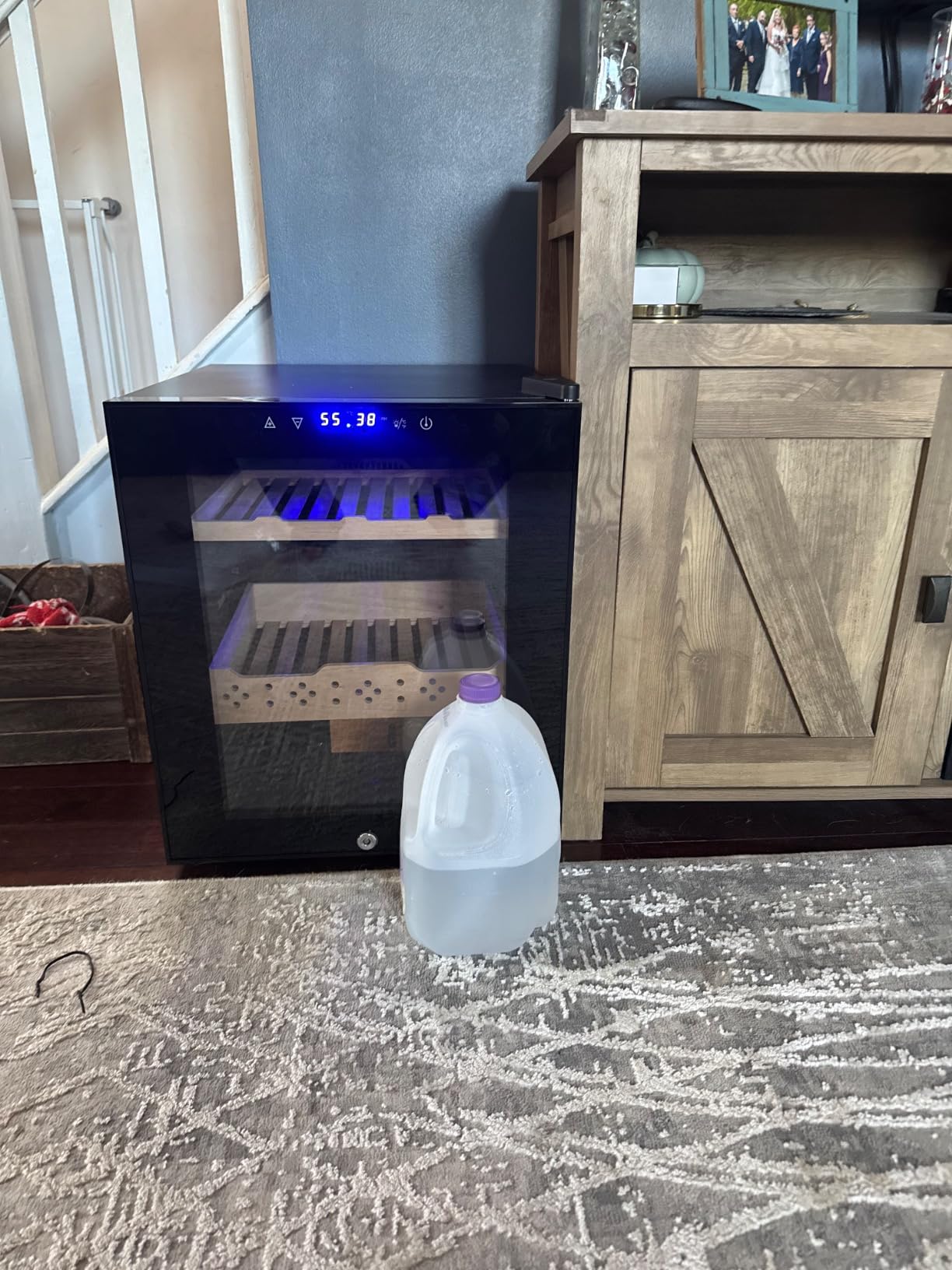 Electric Cigar Humidor, 50L 300 Counts Large Capacity,Thermostatic Cooling Humidor Cabinet with Spanish Cedar Wood Shelves, Digital LED Screen, Safety Lock, Father's Day Gift for Men customer photo 2