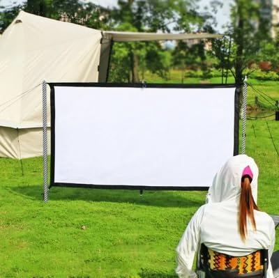 Outdoor Projector Screen with Stand - 120 Inch Portable Projector Screen Indoor and Outdoor Projector Screens 16:9 4K HD Wrinkle Free Lightweight Movie Screen with Carry Bag customer photo 1