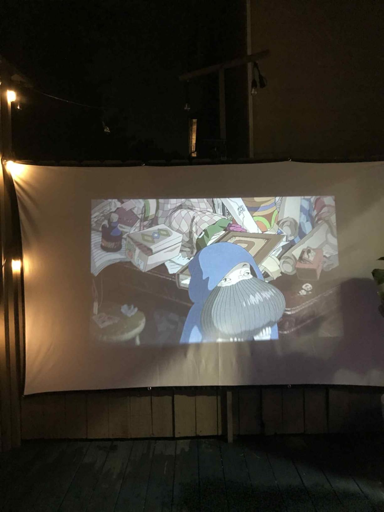 Outdoor Projector Screen with Stand - 120 Inch Portable Projector Screen Indoor and Outdoor Projector Screens 16:9 4K HD Wrinkle Free Lightweight Movie Screen with Carry Bag,Enioy Movie Nights customer photo 2