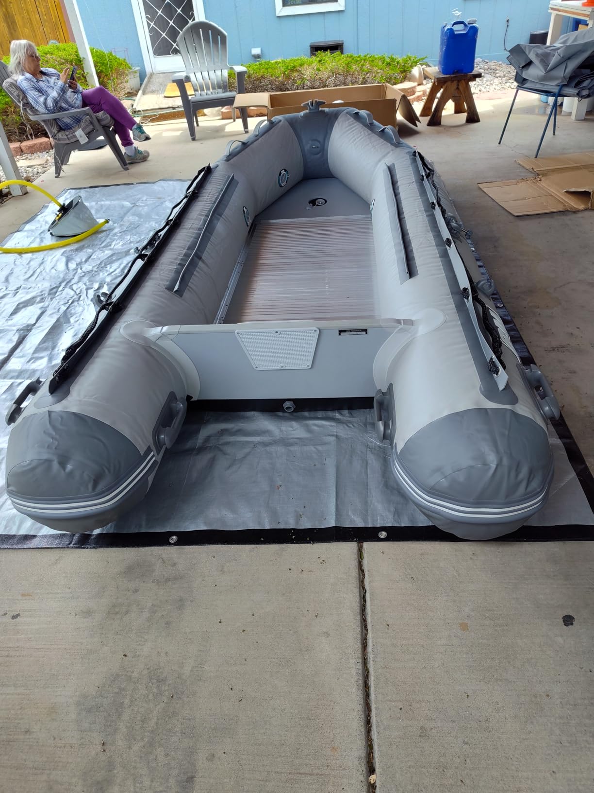 BEYOND MARINA Inflatable Dinghy Boat - 3-5 Person Inflatable Boat for Adults Heavy Duty Dinghies with Aluminum Oars, Floor Panels customer photo 1