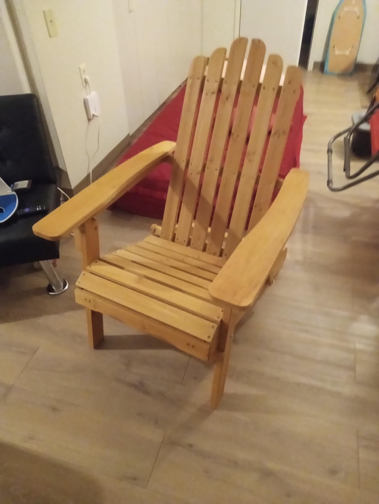 Adirondack Chair with Retractable Ottoman, All Weather Patio Folding Fire Pit Chair with Cup Holder and Phone Holder for Outdoor Poolside, Navy Blue customer photo 2