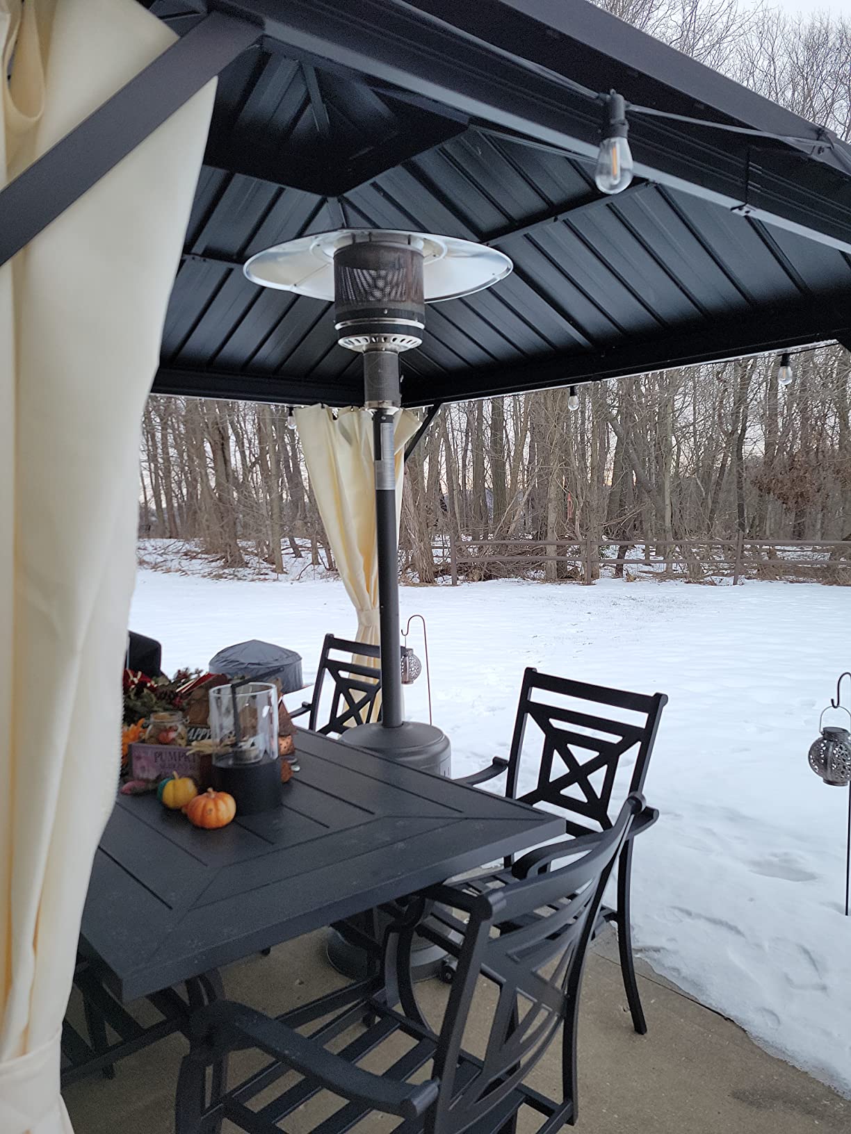 PAMAPIC 48000 BTU Patio Heater with high-strength waterproof cover, Propane Heater for Outdoor Use 2 in 1 Table Design, Double-Layer Stainless Steel Burner,Residential, Gray (Black) customer photo 1