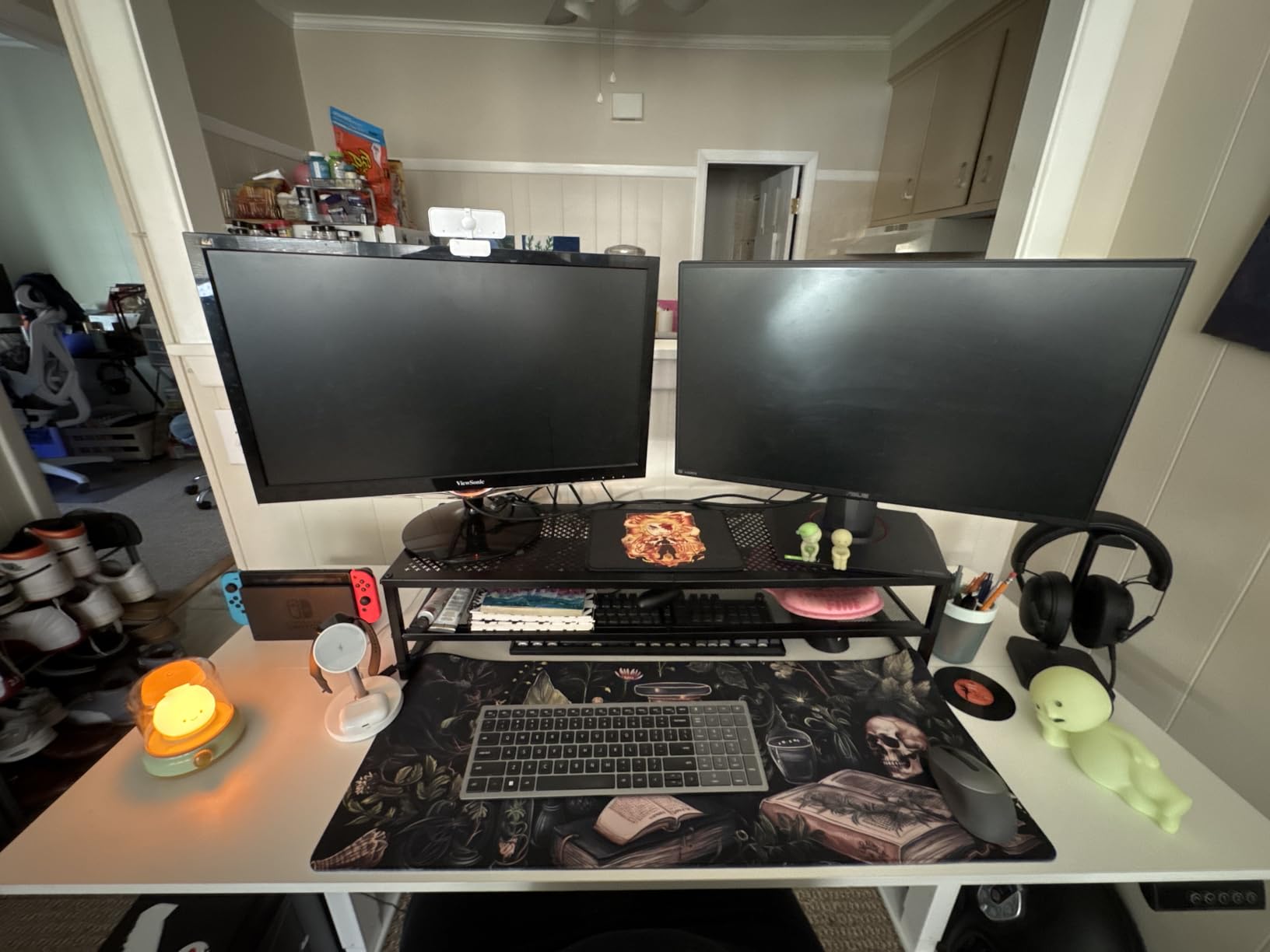 Veken 55 Inch Large Electric Standing Gaming Desk, Heights Adjustable, Sit to Stand Up, Work Home Office Computer Table for Study, Walking Pad, Writing, and Games, Wooden Desktop Desks, Black customer photo 2