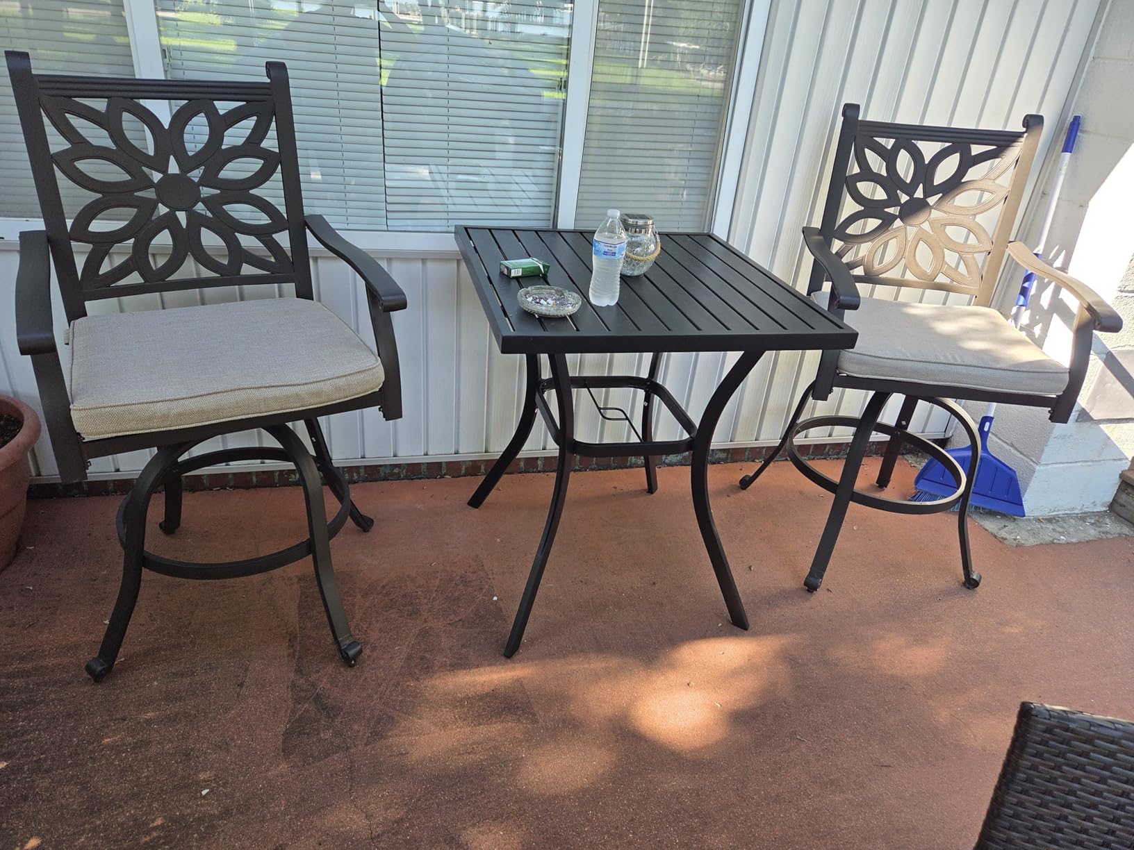 PHI VILLA 7 PCS High Bar Patio Dining Set, Cast Aluminum Outdoor Bar Set for 6 with 54