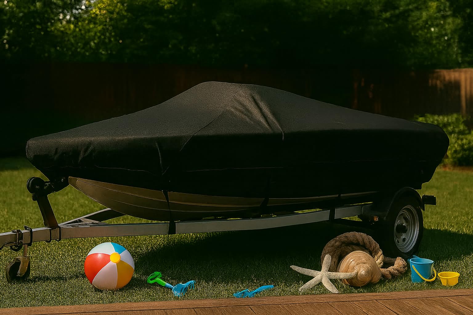 Boat Cover, 900D Waterproof Bass Boat Cover Fits 17'-19' ft V-Hull Boats, Heavy Duty Bass Tracker Boat Covers 17' 18' 19' ft with Motor Cover, Black customer photo 1