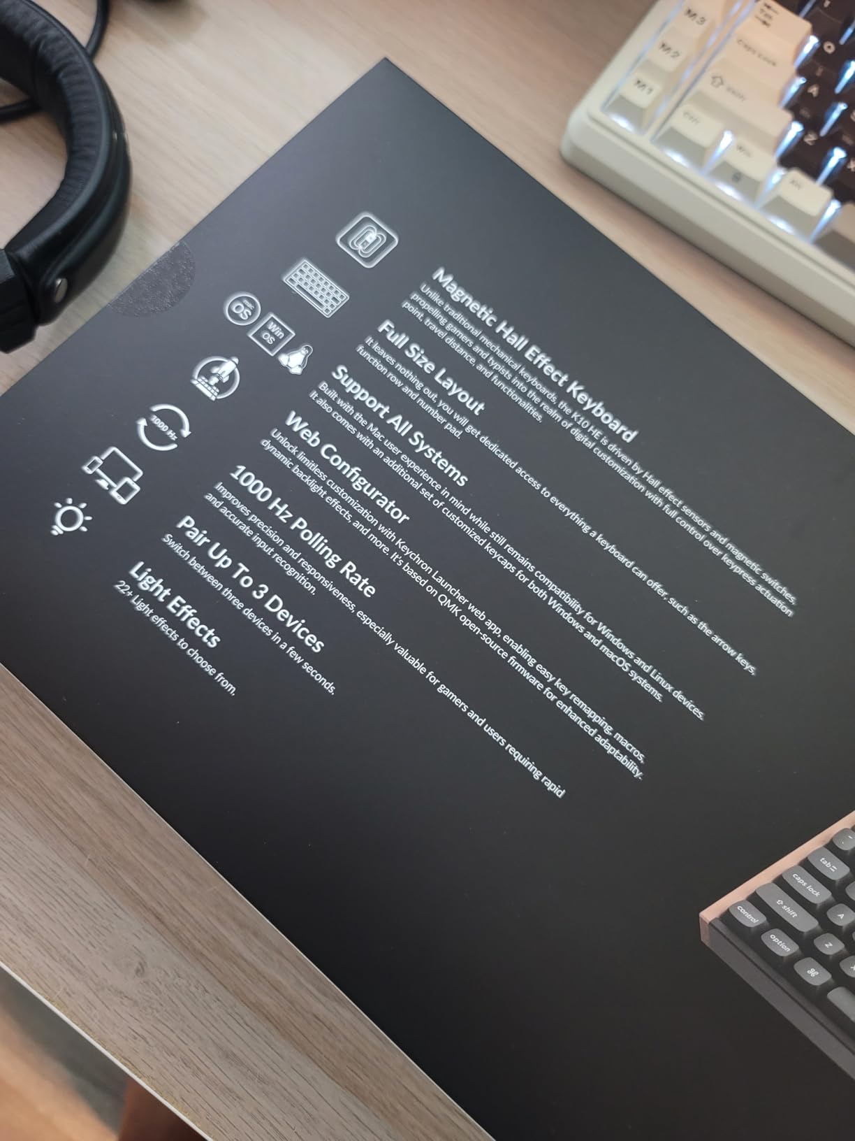 Keychron K10 HE Hall Effect Keyboard Wireless, Magnetic Switch Hot Swappable, Adjustable Actuation Rapid Trigger Mode with Aluminum + Wood Frame, Full-Size Custom RGB for Mac Windows Linux - Black customer photo 2