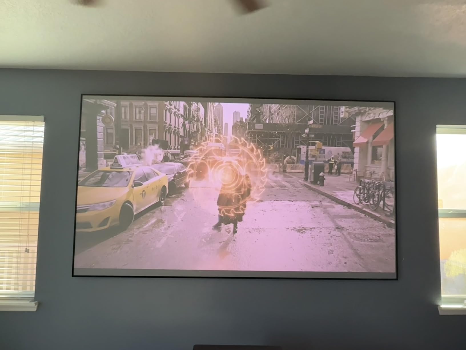 ALR Screen for UST Projector, 150 inch ALR Fixed Frame Projector Screen Wall Mount 16:9 8K/4K 3D, Grey Projection Screen, 0.39 inch Ultra-Narrow Bezel for Movies and Games customer photo 2