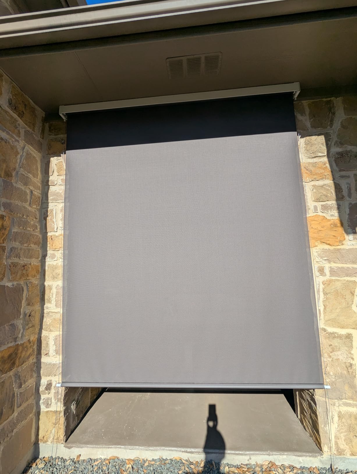 Yoolax Motorized Outdoor Shades Smart Retractable Patio Screens with App & Remote Control, Electric Blinds for Porch Patio Waterproof Roller Shades 6X8ft (5% Openness Alpine Rock) customer photo 1