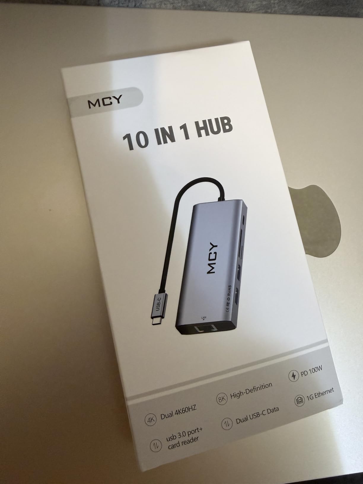 MCY USB C Hub, Laptop Docking Station Dual Monitor Single 8K, 2x4K@60Hz, 10in1 Type-C Multiport Adapter with PD100W, Ethernet customer photo 1