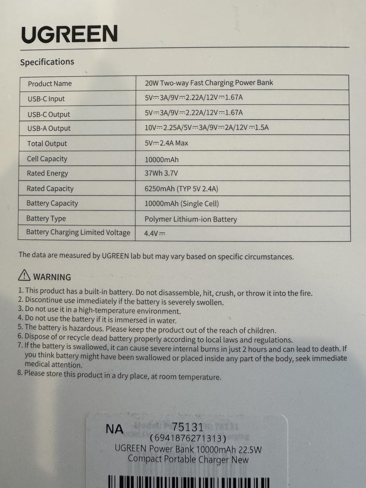 UGREEN Power Bank 10,000mAh 22.5W, Compact Portable Charger USB-C PD3.0 Travel Fast Charging Battery Pack with Digital Display for iPhone 17/16/15/14/13/12 Pro Max, Galaxy S25/S24 Ultra customer photo 1