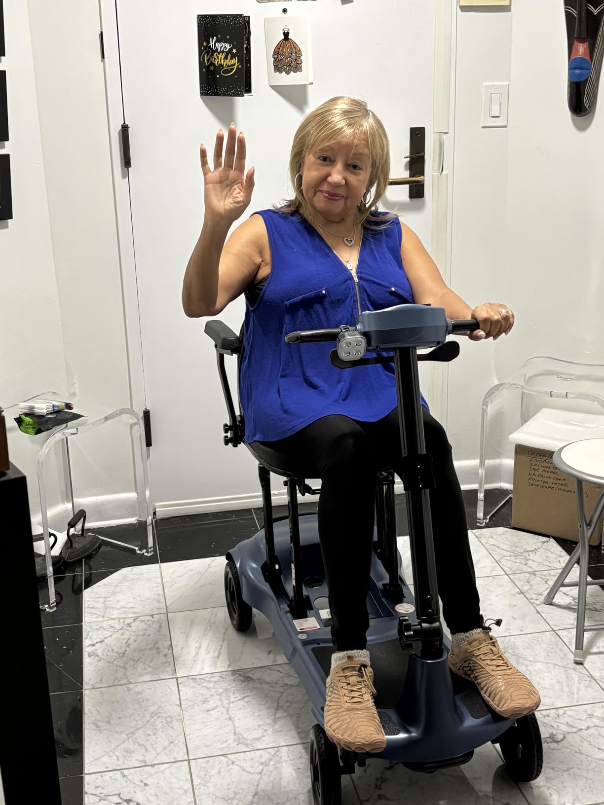 Mobility Scooters for Adults & Seniors - Ultra Lightweight 27.5 lbs Carbon Fiber Folding Electric Scooter - Airlines Approved All-Terrain Portable Scooter with Basket and Charger Included-Blue customer photo 1