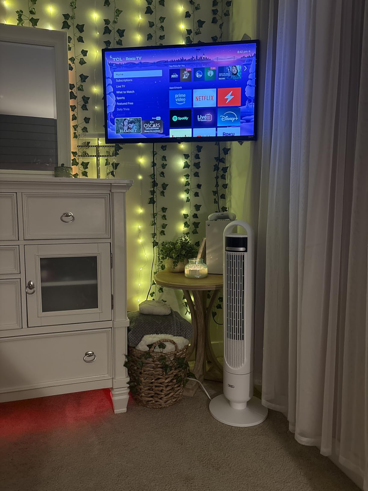 Dreo Tower Fan for Bedroom, 90° Oscillating Standing Fans for Room with 4 Speeds, 3 Modes, 28dB Quiet for Sleep, 25ft/s Velocity, 8H Timer, Remote, Living Room, Office, Home, Black customer photo 2