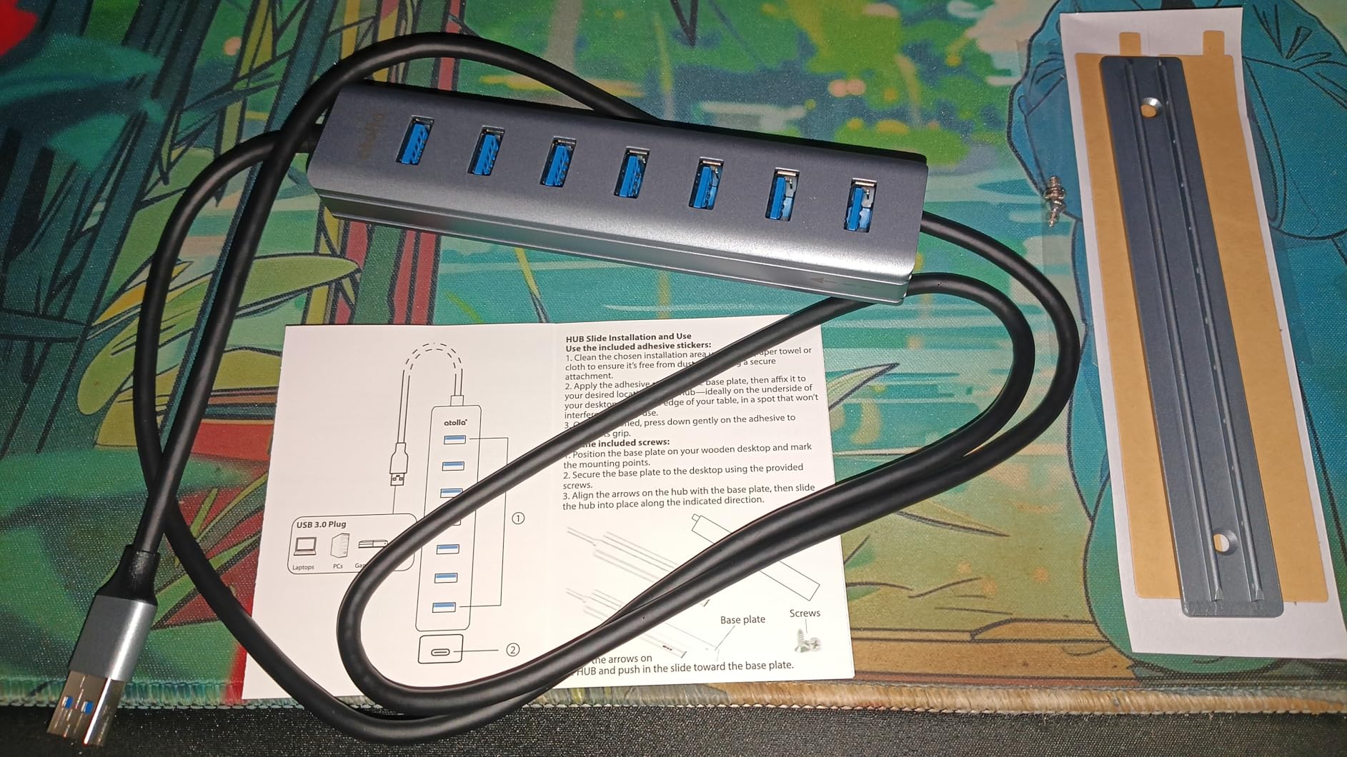 atolla 7-Port USB 3.0 Hub with Removable Sliding Rails - High-Speed Data Splitter for Desk Organization & Stable Connection, Compatible with MacBook, Laptop, PS4, PC customer photo 1