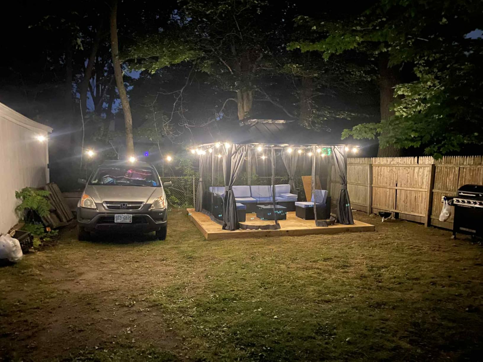 12' x 12' Hardtop Gazebo, Aluminum Frame with Double Galvanized Steel Roof, Outdoor Metal Gazebo with Netting & Curtains for Backyard, Garden, or Deck, Grey customer photo 1
