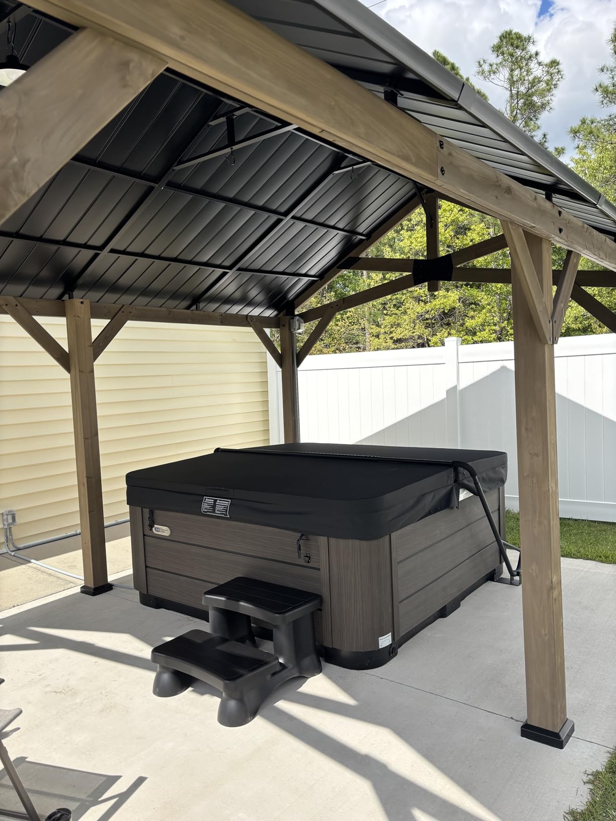 Aoxun 12' x 16' Outdoor Wood Gazebo, Hardtop Gazebo Permanent Wooden Pavilion with Galvanized Steel Gable Roof, for Patio, Garden, Deck, Cedar Wood customer photo 2