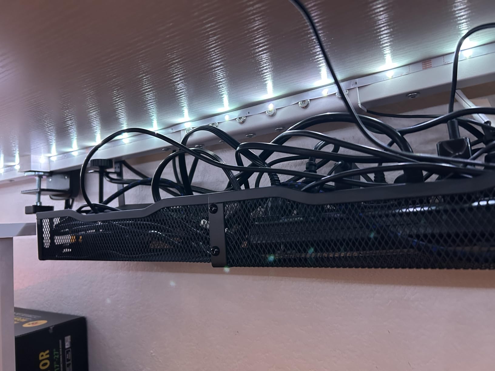 Cable Management, 25'' Cable Management Under Desk No Drill, Metal Cord Organizer customer photo 2