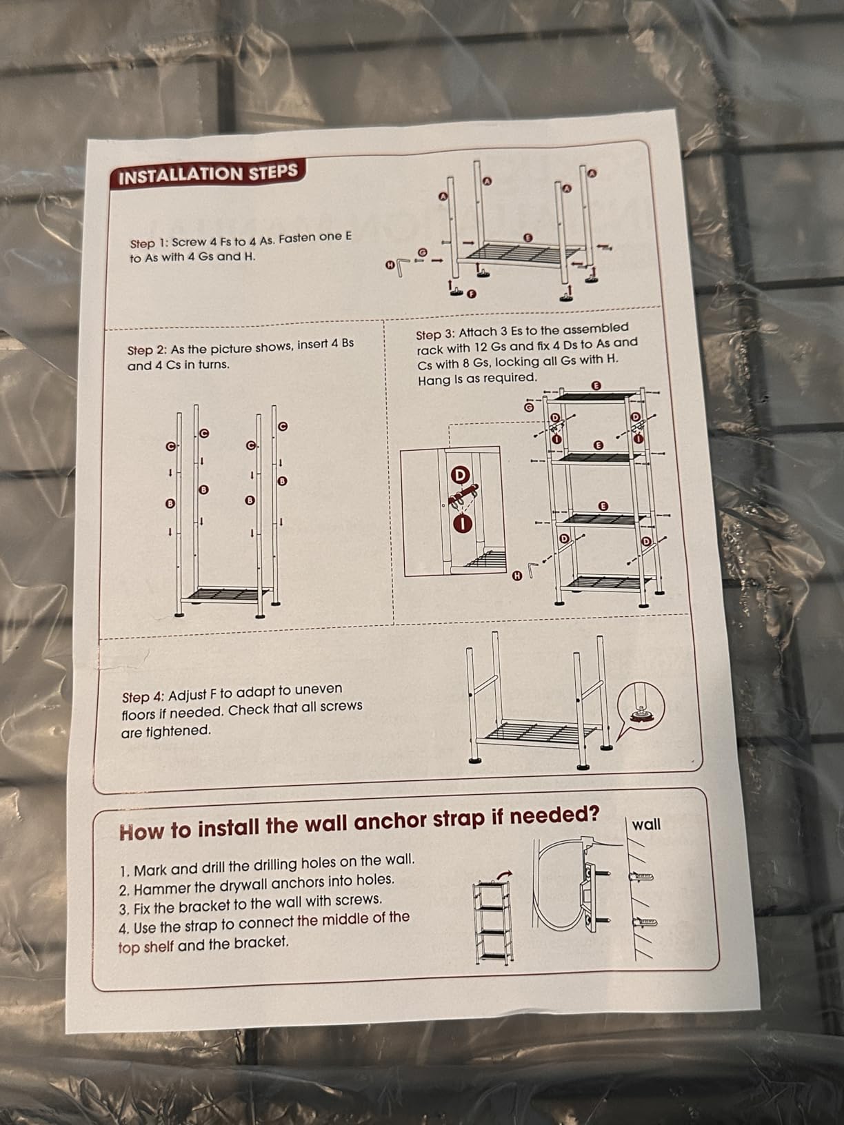 Storage Shelves - 5-Tier Large Capacity Shelf Organizer with Hooks, Heavy-Duty Garage Shelving with Leveling Feet, Wobble-Free Rack for Bedroom, Balcony, Garage, 18.1