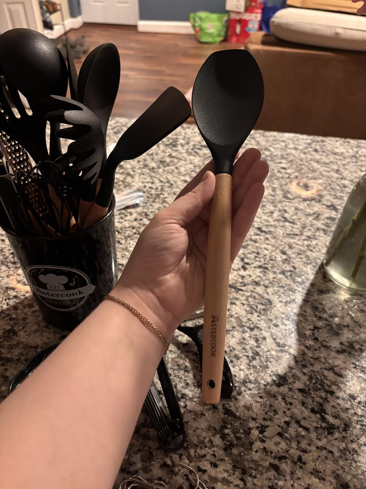 Astercook 39 PCS Kitchen Utensils Set, Silicone Cooking Utensil Sets with Wooden Handle, 446°F Heat Resistant Food Grade Spatula Set, BPA Free Kitchen Gadgets Tools Set & Spoons for Nonstick Cookware customer photo 2