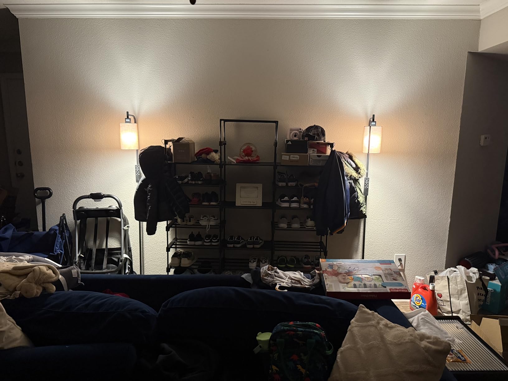 Floor Lamp with Linen Shade, Dimmable Tall Standing Lamp with Remote Control & 3 Color Temperatures, Modern Floor Lamps for Living Room Bedroom Office Corner, 9W LED Bulb Included customer photo 2