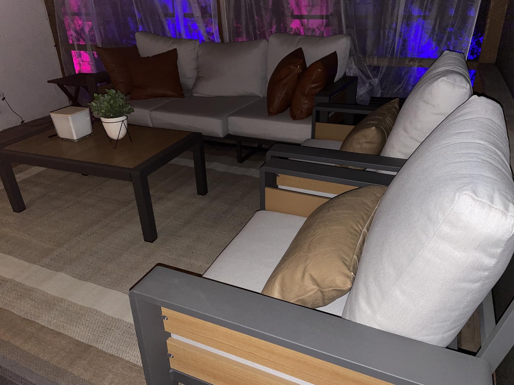 ZANDOR Outdoor Aluminum Patio Furniture - 1 Pcs 3-Seat, All-Weather Metal Modern Outside Sofa with Washable Thick Cushion for Garden/Backyard/Porch, Grey customer photo 1
