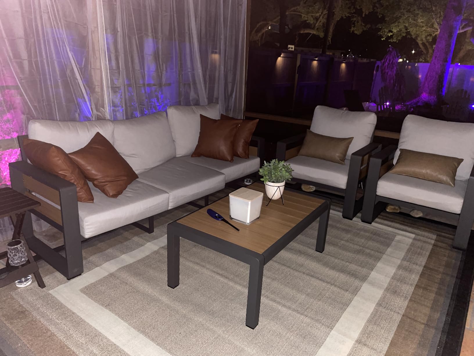 ZANDOR Outdoor Aluminum Patio Furniture - 1 Pcs 3-Seat, All-Weather Metal Modern Outside Sofa with Washable Thick Cushion for Garden/Backyard/Porch, Grey customer photo 2
