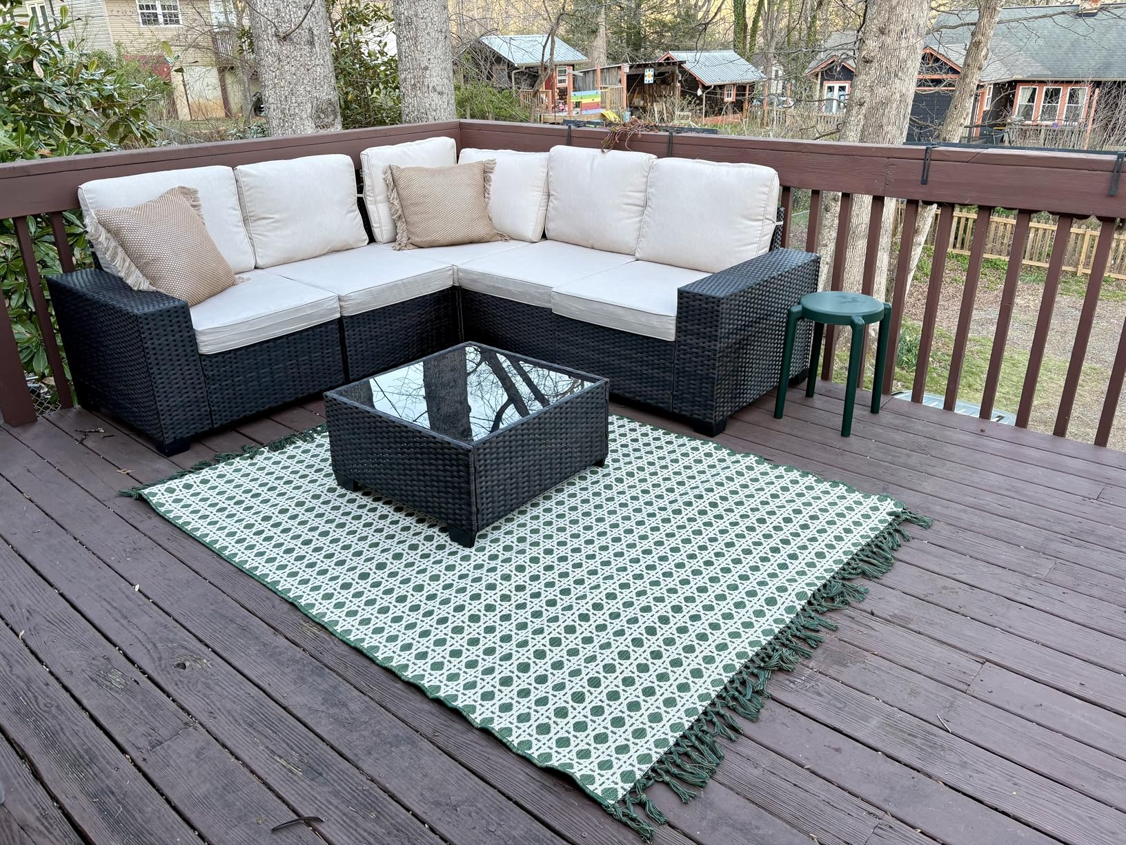 6-Piece Patio Furniture Set, All-Weather Outdoor Wicker Sectional Sofa with Cushions, Glass Table & Left and Right Armrest, Rattan Conversation Seating for Porch, Garden, Backyard customer photo 2