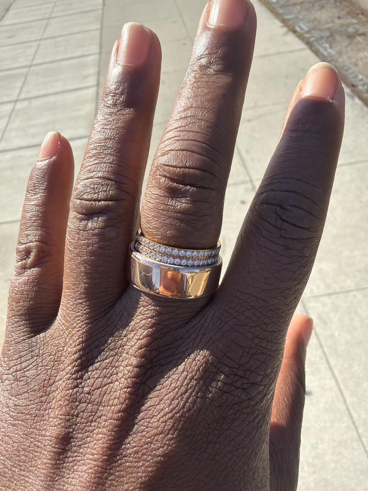 2-Pack 14K Gold Plated Stacking Rings for Oura Ring Gen 4/Oura Ring Gen 3, Cubic Zirconia Simulated Diamond Oura Stack Rings for Women customer photo 1