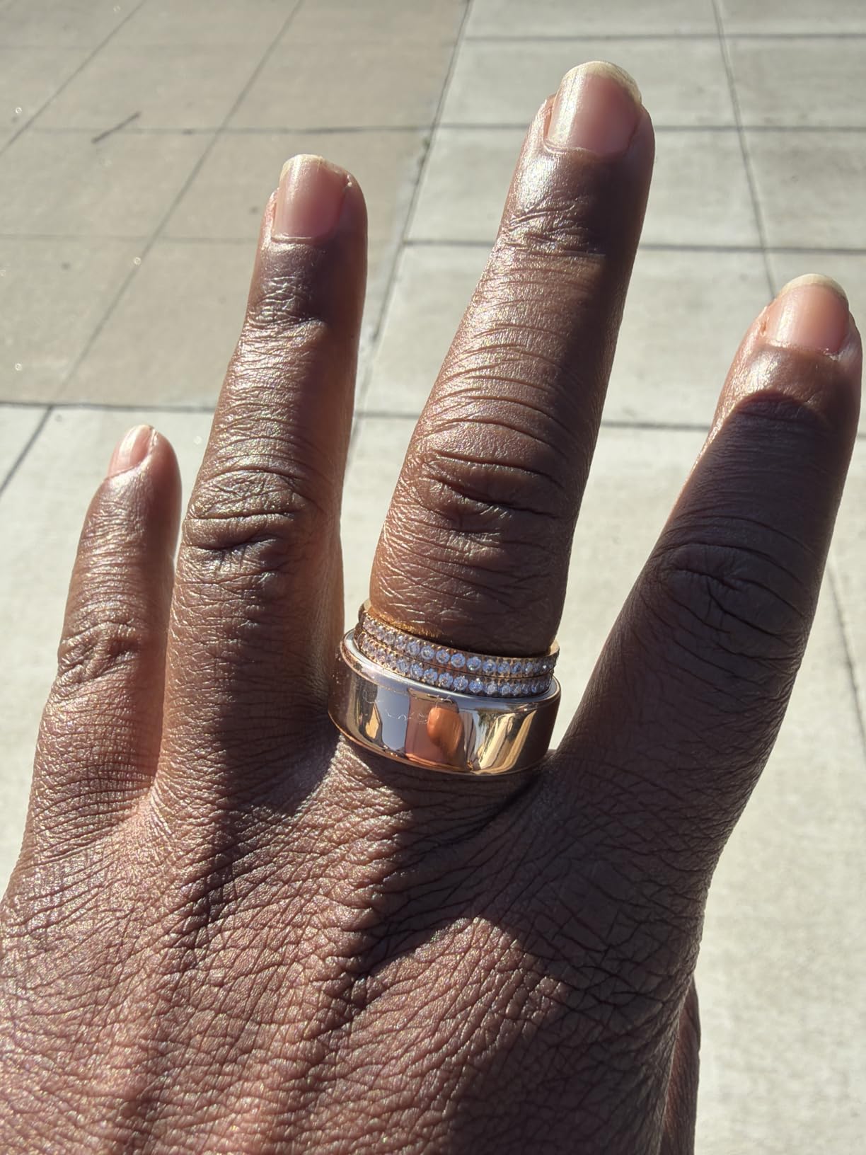 2-Pack 14K Gold Plated Stacking Rings for Oura Ring Gen 4/Oura Ring Gen 3, Cubic Zirconia Simulated Diamond Oura Stack Rings for Women customer photo 2