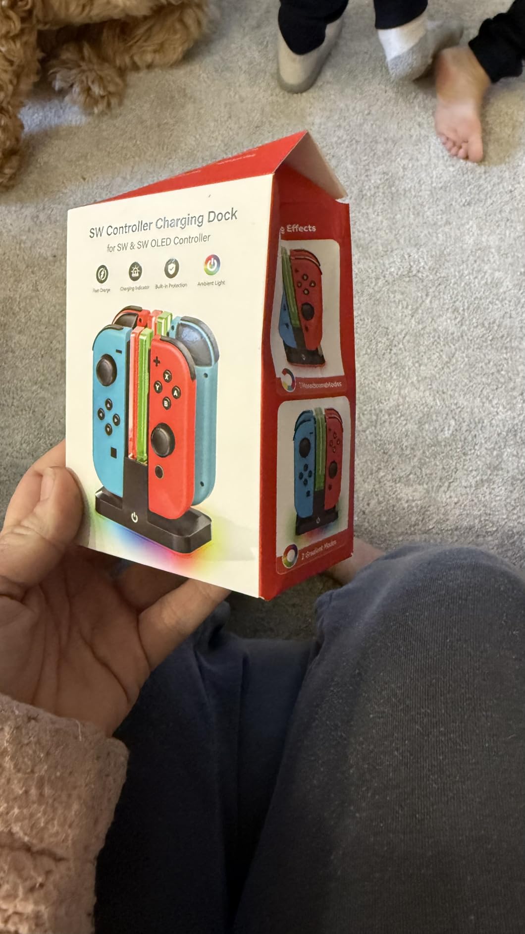 Switch Controller Charger for 4 Joycons with 9 RGB Light Modes, Joy con Charger Stand with LED Indicators customer photo 1